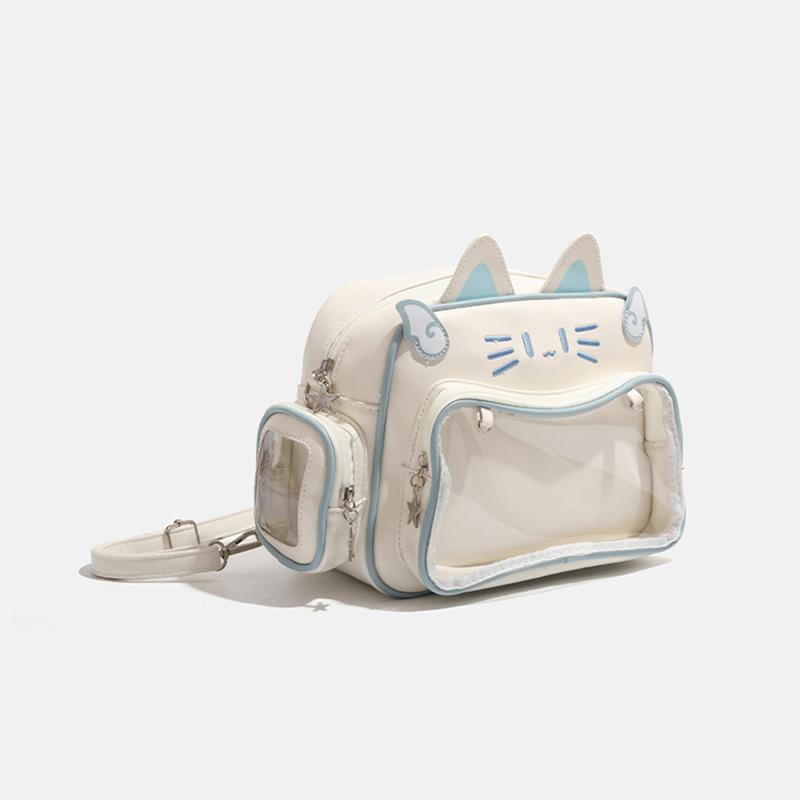 Y2K Ita Bag Cat Pu Backpack – Foldable, Adjustable Strap, Secure Zipper, Preppy Style Cute Schoolbag