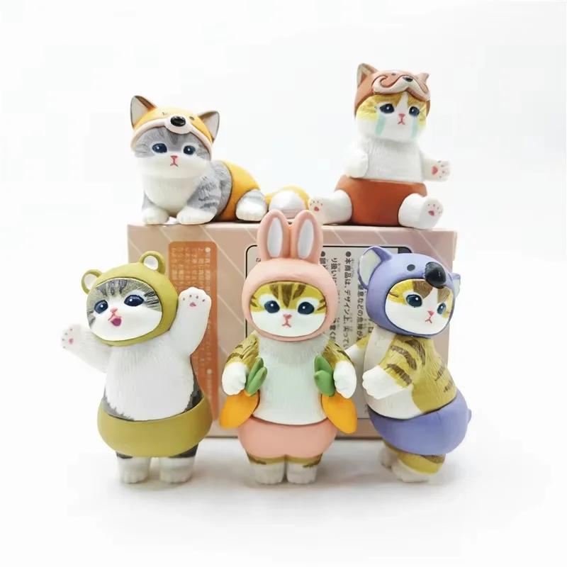 In Stock Mofusand Cute Cat Wearing Rabbit Cover Blind Box Handmade Model Toy Doll Desktop Ornament Holiday Birthday Gifts