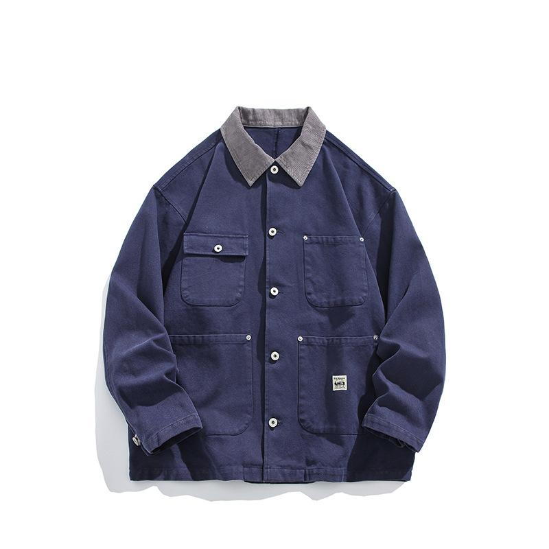 

Женская куртка, весенне-осенняя парусиновая верхняя одежда с лацканами и длинными рукавами, короткое женское пальто XS темно-синий