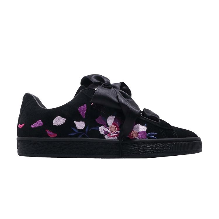 

Кроссовки Puma Suede Heart Flowery Women Черные Розово-Золотые 367811-01