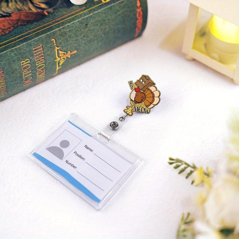 Thanksgiving Turkey Badge Reel. Durable, Retractable ID Clip for Nurses, Teachers & Office Staff.