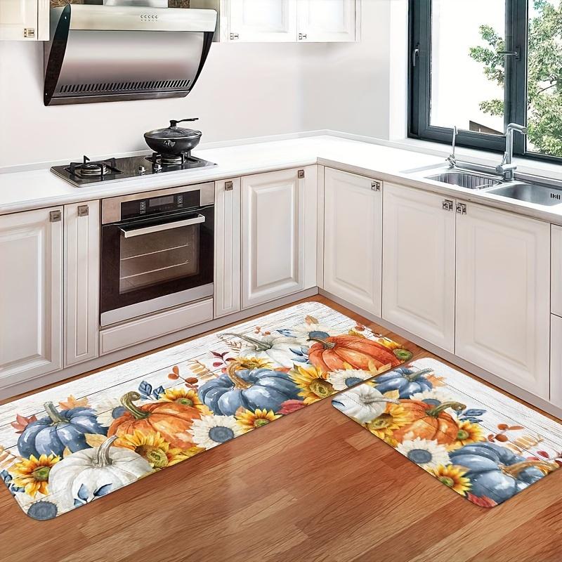 1Pcs Anti Fatigue Kitchen Rugs Autumn Harvest Print Waterproof Non-Slip Thick Cushioned Kitchen Mat Heavy Duty Comfort Standing Mat for Kitchen