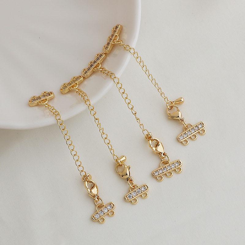 14K Gold-Plated Lobster Clasp Zircon Tassel Pendant Chain for DIY Jewelry Extension