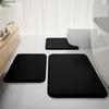 Black Bathroom Rug Set Memory Foam Bath Mats 3 Piece with Toilet Mats, Soft & Supportive, Shock Absorbing, Water Absorbent, Non-Slip Bath Rugs,