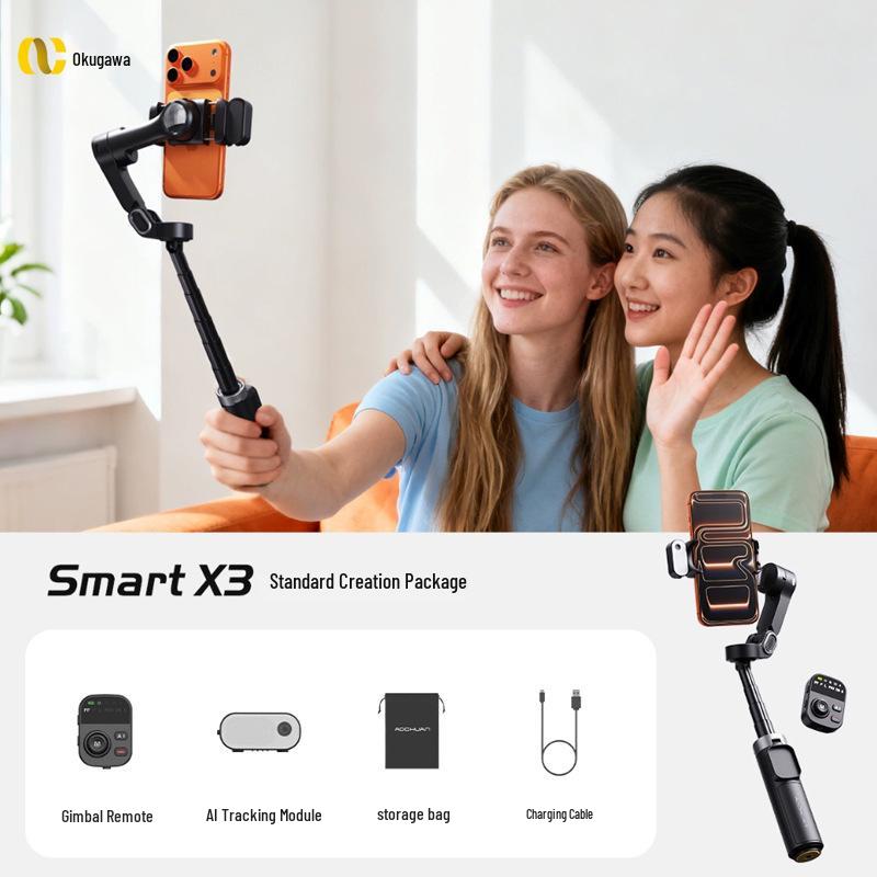 

Aoguan Smart X3 Gimbal: AI Face-Tracking, Three-Axis Stabilizer for Mobile & Live Streaming