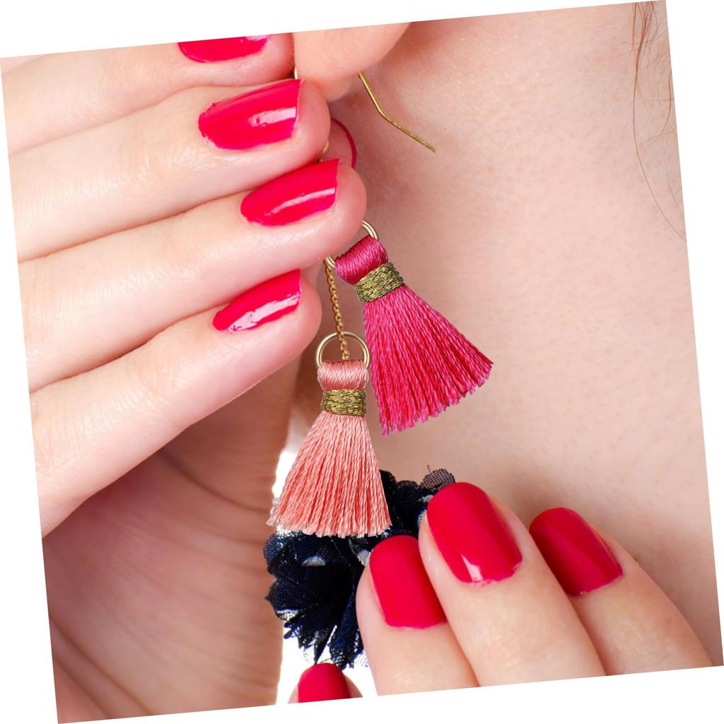OUNONA 50-Piece Mini Tassel Set with Rings for Keychains, Handmade Charms, Fringe Parts, and Small Decorative Parts for Jewelry Making