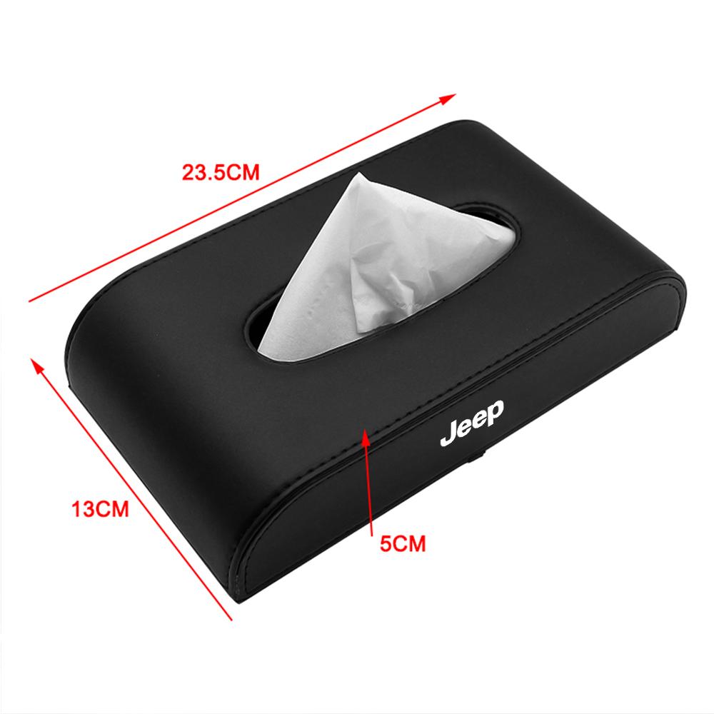 Car Badge Tissue Box Holder Leather Auto Interior Armrest Napkin Case Accessorie For Jeep Wrangler Compass Grand Cherokee JPB JK AKL1