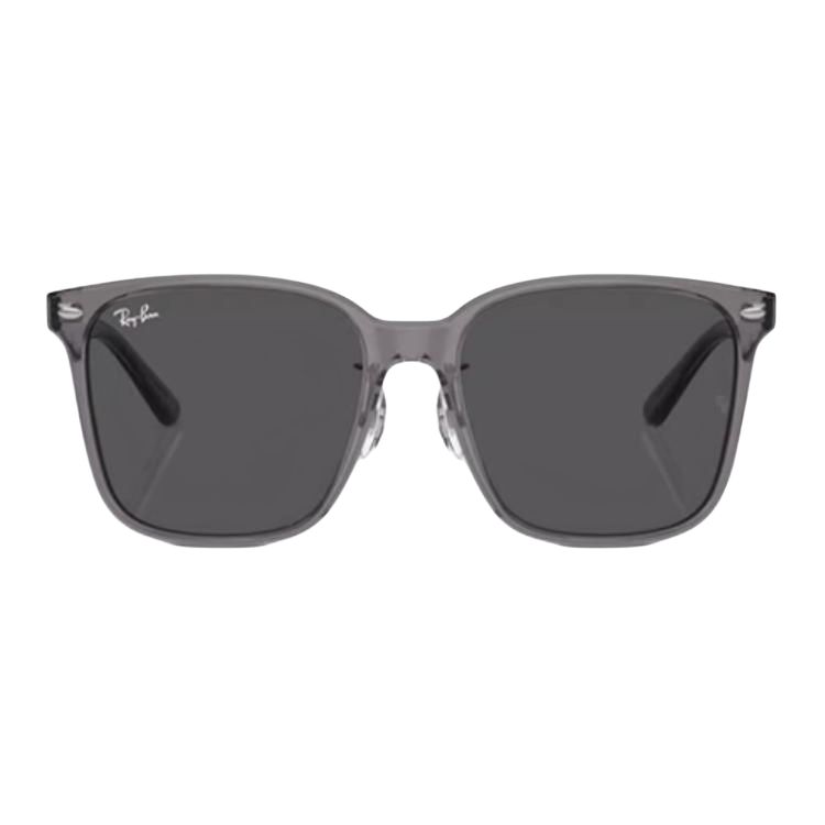 RayBan Logo Detail Square Sunglasses Unisex Couple Dark Grey