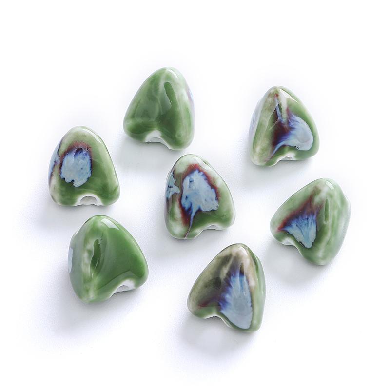 

5 шт., фарфоровые бусины с цветочной глазурью, форма Zongzi, керамические бусины для изготовления ювелирных изделий, сделай сам, подвески, браслет, ожерелье, ремесленные изделия, отверстие 2,5 мм