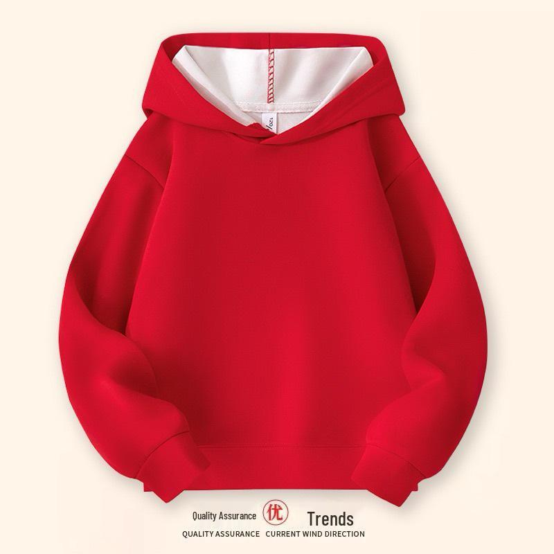 Kids' Fleece-Lined Autumn/Winter Hoodie - Solid Color, Loose Fit Pullover Jacket