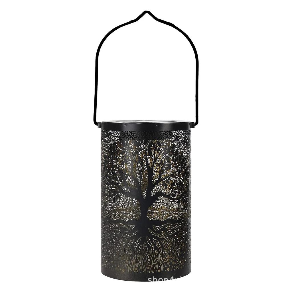 Best-Selling Waterproof Solar Lantern - Retro Iron Art Tree of Life Design for Outdoor & Garden Hanging