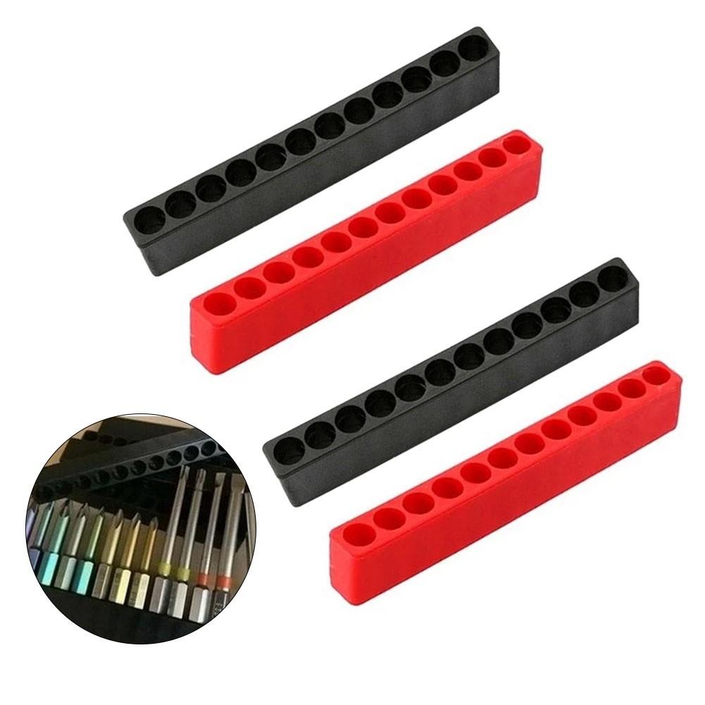 12 Holes Bit Holder 4pcs Black Red Hexagonal Shank