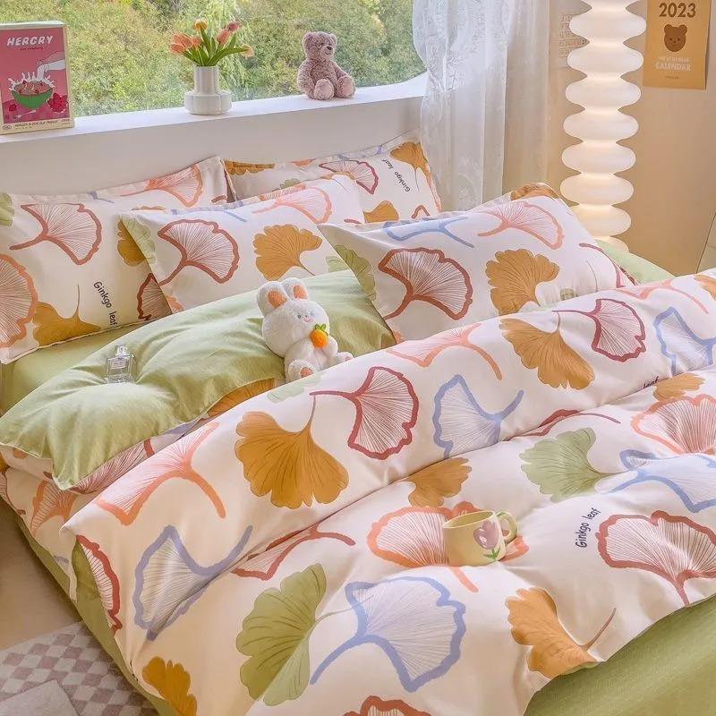 Thickened Ins-style 4-piece Bedding Set / 100% Pure Skin-friendly Cotton Single Duvet Cover,4-piece