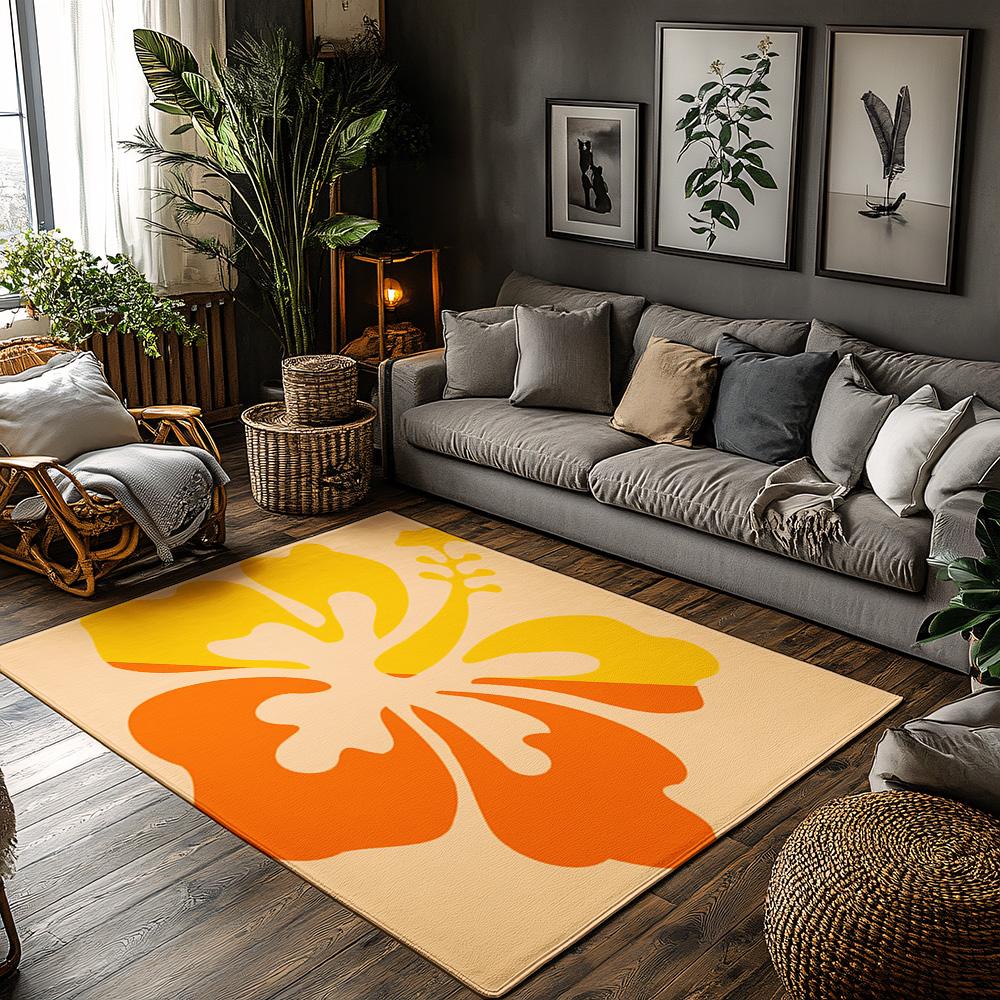 

Welcome mat floral outdoor doormat tropical hibiscus flower rug entryway decor washable non slip home garden patio porch sign gi 50x80cm