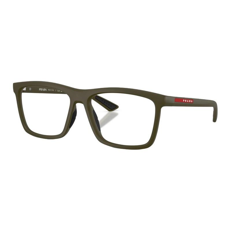 Prada optical glasses Temple red brand logo injection molding square men's Matt green 54/17/145 - h.41 basic packaging-glasses case + packaging box