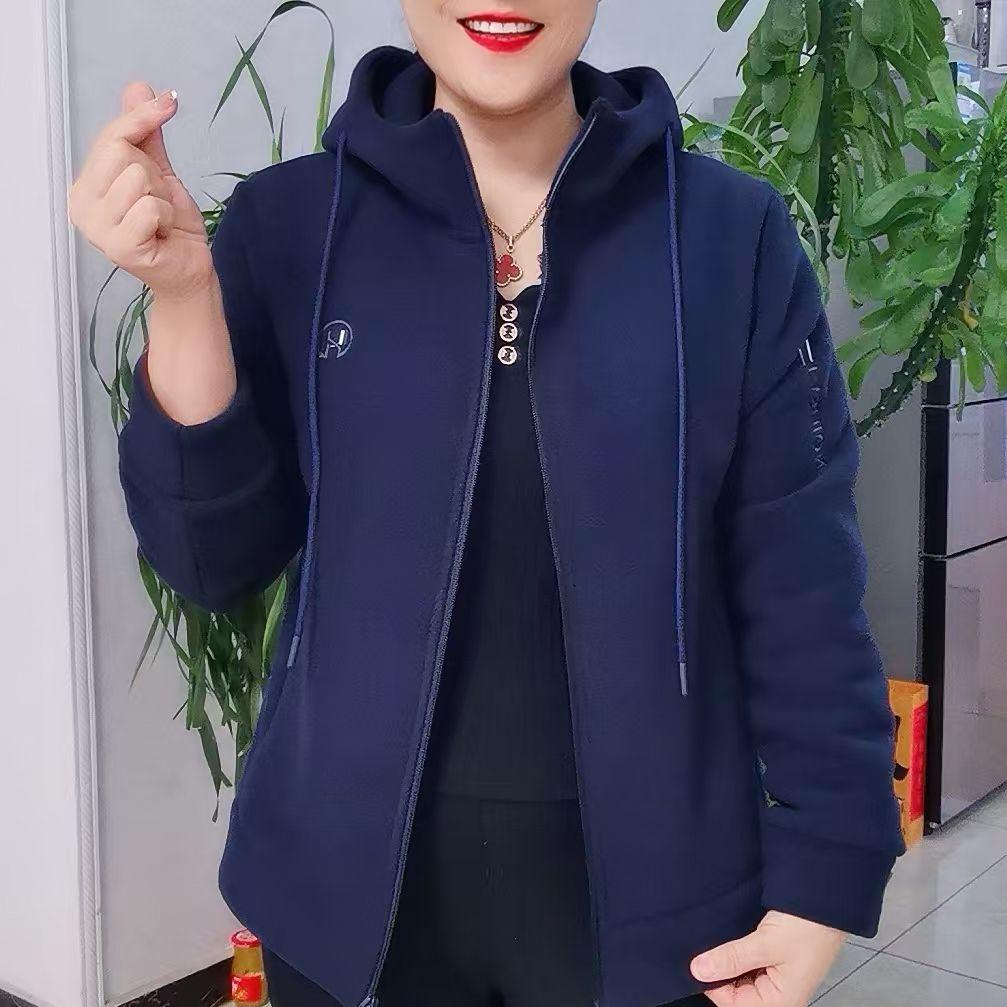 Jachetă Fleece Polar de Primăvară și Toamnă pentru Femei cu Glugă, Caldă, de Exterior, Casual, Top la Modă pentru Vârsta Mijlocie