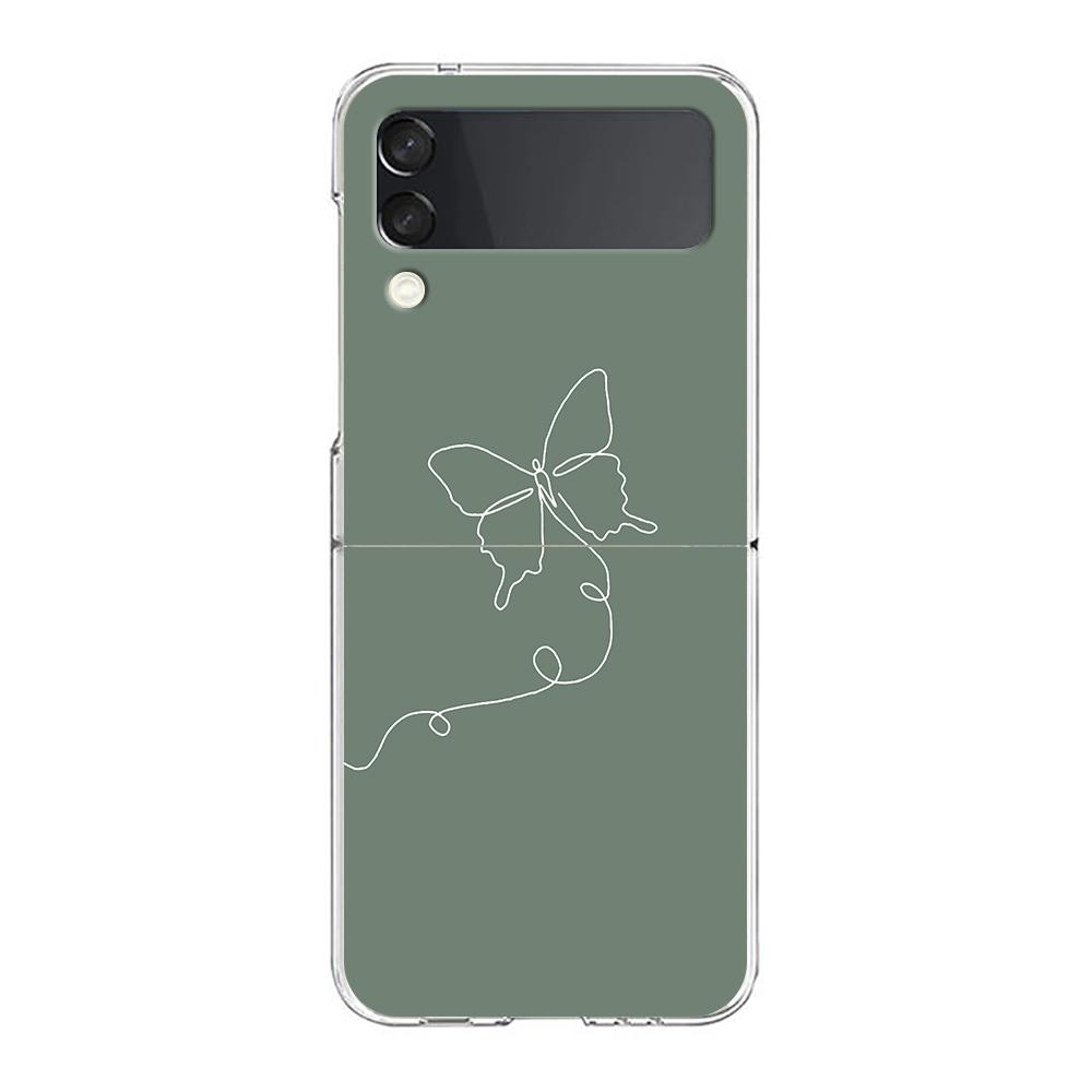 Flower Phone Case For Samsung Galaxy Z Flip 3 4 5 Hard Folding Clear PC Bumper For Samsung Z Flip3 Transparent Back Cover