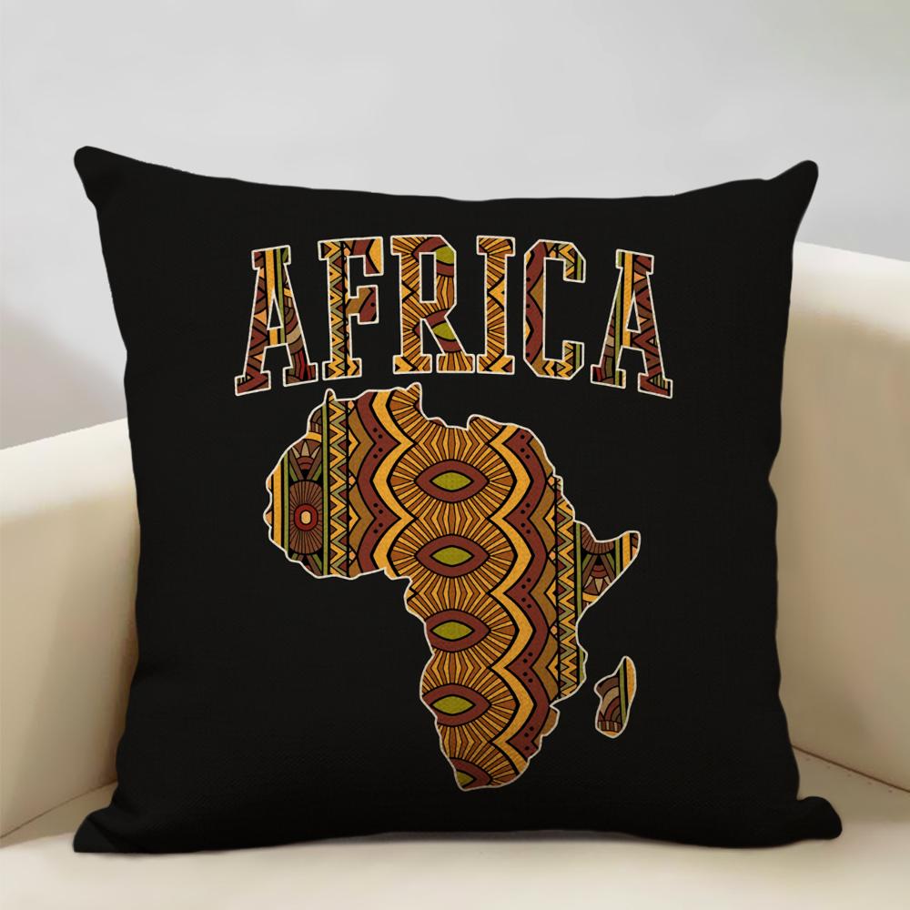 Map of Africa Geometrics Sofa Decorative Pillow Case African Pattern Cushion Cover LinenThrow Pillowcase