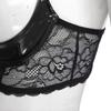 Damen Floralspitze Bügel-BH Lackleder-Körbchen Verstellbare Träger Zarte Lingerie Hochzeitsgeschenk