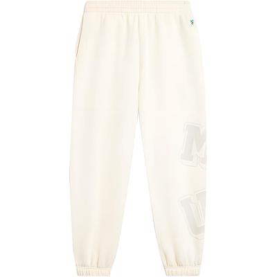 Li Ning Serie Colaboración Disney Pantalones Deportivos de Punto Polar con Puños de Cintura Media con Letras para Mujer Blanco Roto AKLT816-2