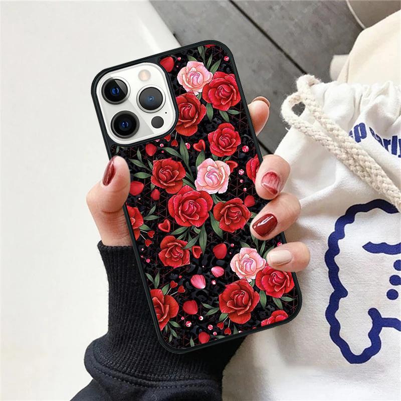 Red Roses Floral Phone Case For iPhone 17 Air 15 16 Cover  11 13 14 Pro Max 12 Plus Max Fundas