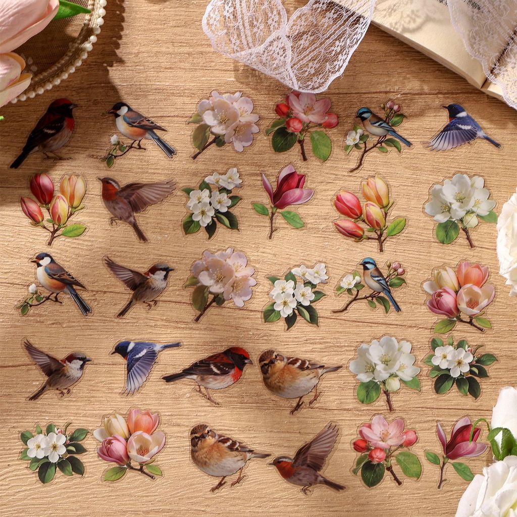 30pcs Butterfly Transparent Decorative Stickers for Journaling Scrapbooking Planner DIY Crafts Aesthetic Sticker