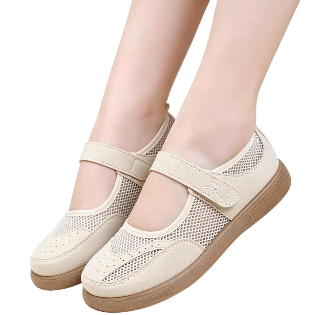 Casual Flat Shoes with Hook and Loop Closure