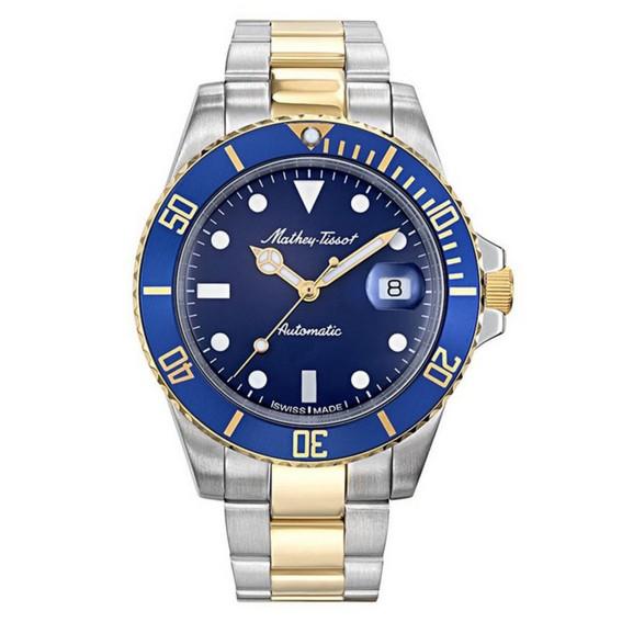 

Mathey-Tissot Mathy Винтажные автоматические двухцветные мужские часы из нержавеющей стали с синим циферблатом H901ATBBU 100M синий