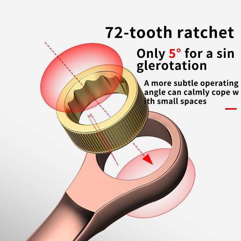Double Head Ratchet Wrench , 6-27mm Chrome Vanadium Steel, Reversible Combination Spanner for Auto & DIY Repairs