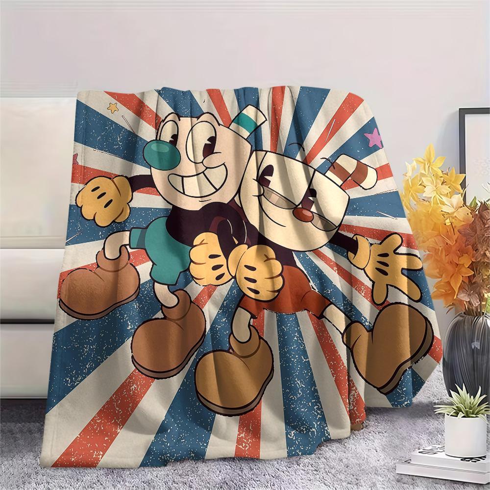Cuphead Flannel Blanket, High quality Comfortable for All Seasons, Home Decor, Warmth and Comfort