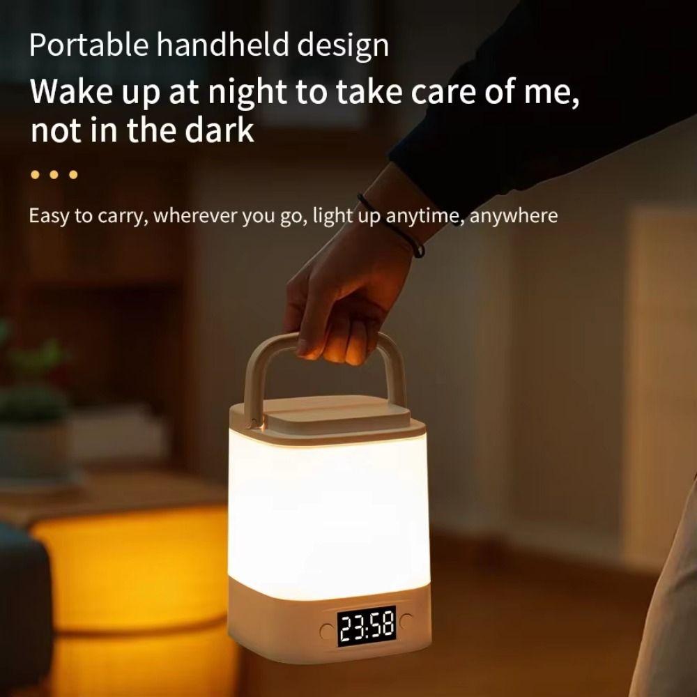Portable Touch LED Night Light Dimmable Light Touch Sensor Clock Night Light Time Display Rechargeable Desk Lamp Home Decor