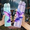1PC Purple Hummingbird Bird Art Print 750ml Color Plastic Sports Water Bottle Leakproof Flip Straw Lid Suitable for Sports Office Home Use