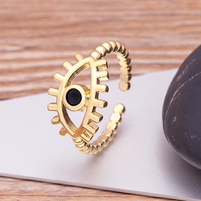 Fashion Bohemian Lucky Turkish Evil Eye Rhinestone Open Rings For Women Vintage Boho Adjustable Ring Copper Zircon Party Jewelry