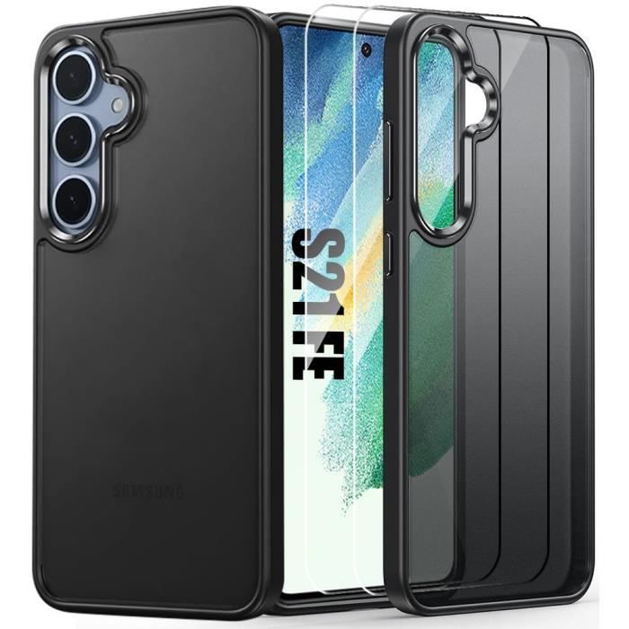 Coque et Verres Trempés - Samsung - Galaxy S21 FE - Antichoc - Rigide - Translucide