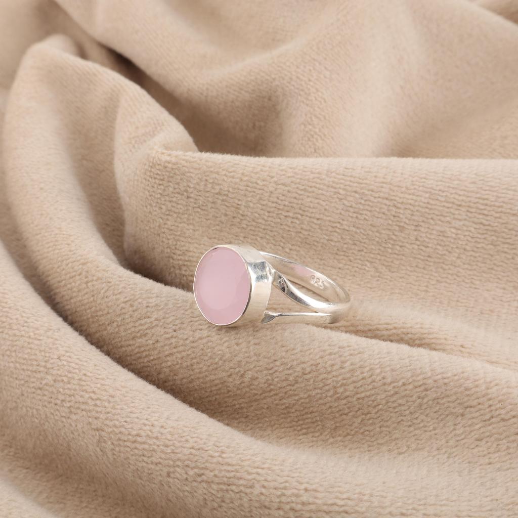Rose Chalcedony Gemstone Silver Ring, 925 Sterling Silver, Women Ring, March Birthstone Gift, Christmas Gifts, Elegant Gemstone Jewelry RR-83-20