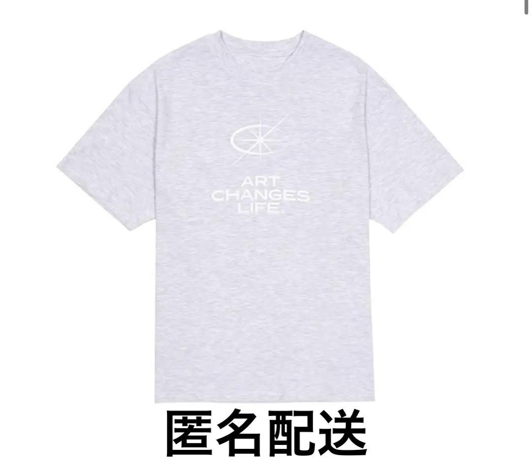 [USED] treasure Wonderwall T-shirt, gray, with trading card.