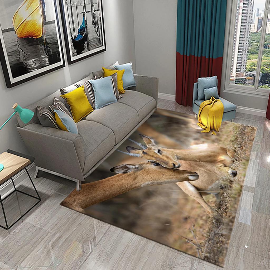 3D Antelope Carpet Lovely Animal Rug for Bathroom Kitchen Entrance Anti Slip Floor Carpet Living Room Bedroom Decoration Doormat