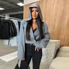 Cappotti Blazer Corti con Cappuccio alla Moda per Donna 2025 Primavera Nuovo Manica Lunga Giacca Corta Sottile Femminile Chic Street Lady Capispalla