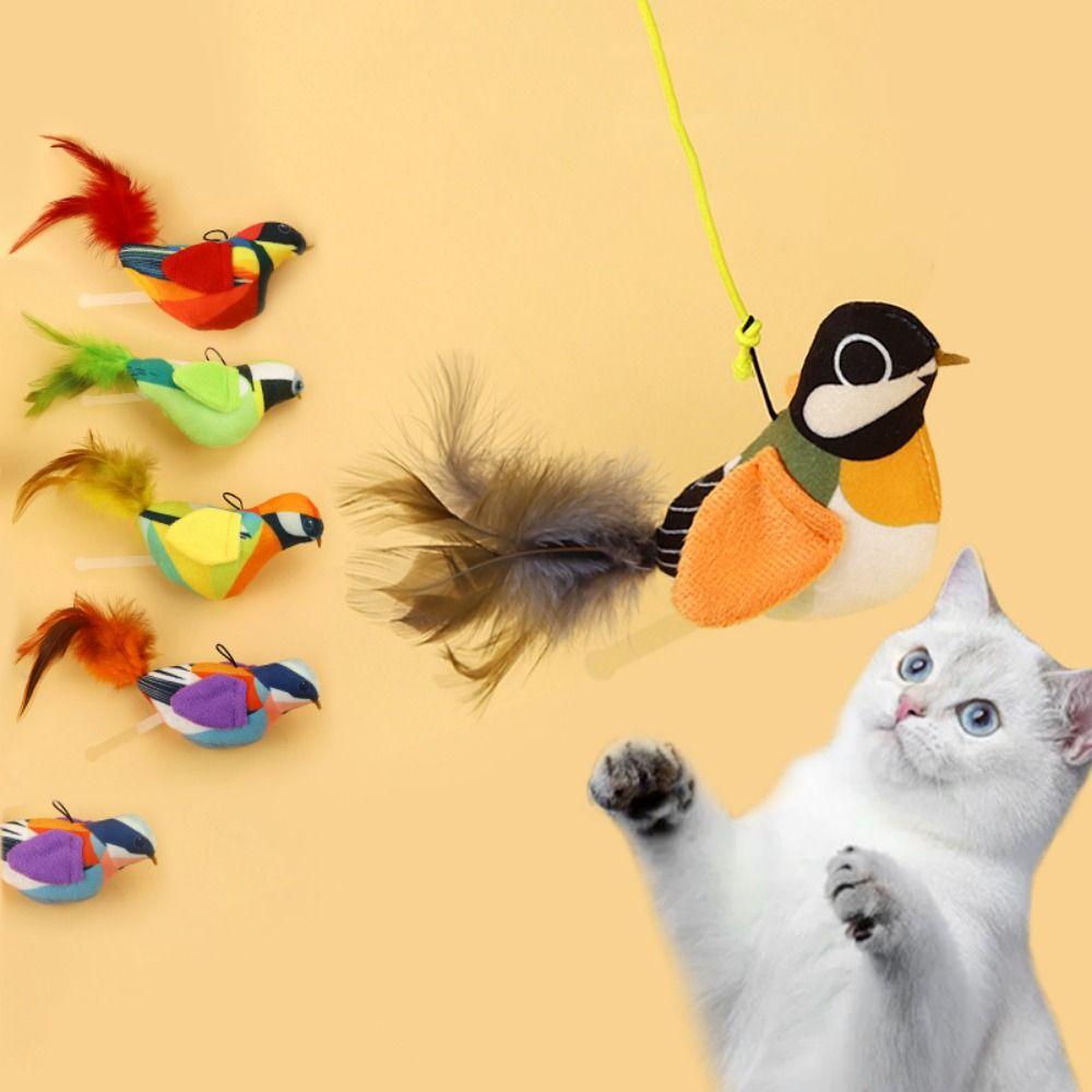 

Lifelike Hanging Teasing Cat Bird Plush Cat Called Bird Toy Sucker Cat Stick Toy Relieve Boredom