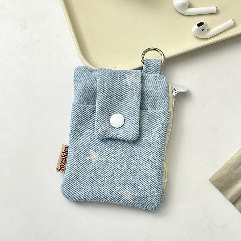 

Джинсовый держатель для карт Множество слотов для карт ID-карта Банковская карта Защитный чехол Маленький кошелек для монет Кошелек Органайзер для ключей