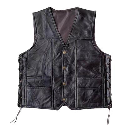 Harley Motorcycle Leather Vest+men's Vest+leather Waistcoat+riding Vest+brown Pure Sheepskin Panel