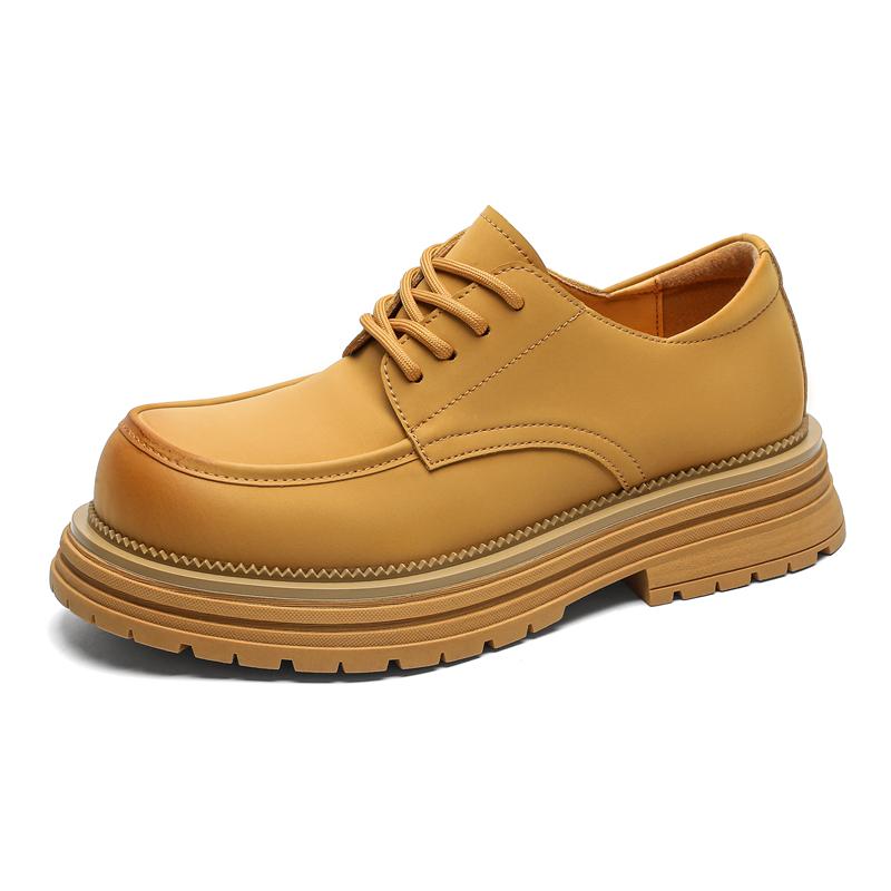 New Mens Platform Casual Shoes High Quality Outdoor Work Shoes New Black Thick-soled Formal Shoes Business Leather Dress Shoe