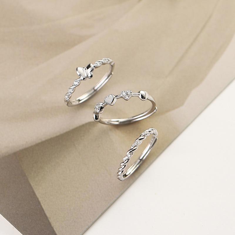 Winding Cross Butterfly Ring Female Niche Design Trendy Cold Wind Personality Love Shape Open Index Finger Ring