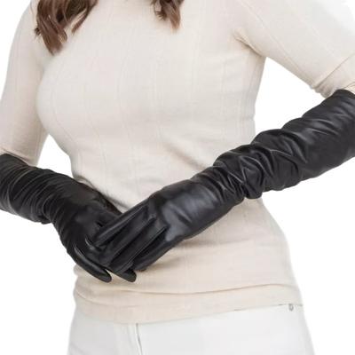 Long PU Leather Gloves For Women Evening Parties Cosplay Costume Elegant Elastic Design 15 Inch