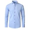 Men's Slim Fit Stretch Shirt, Simple Business Style, Lightweight Casual Long Sleeve