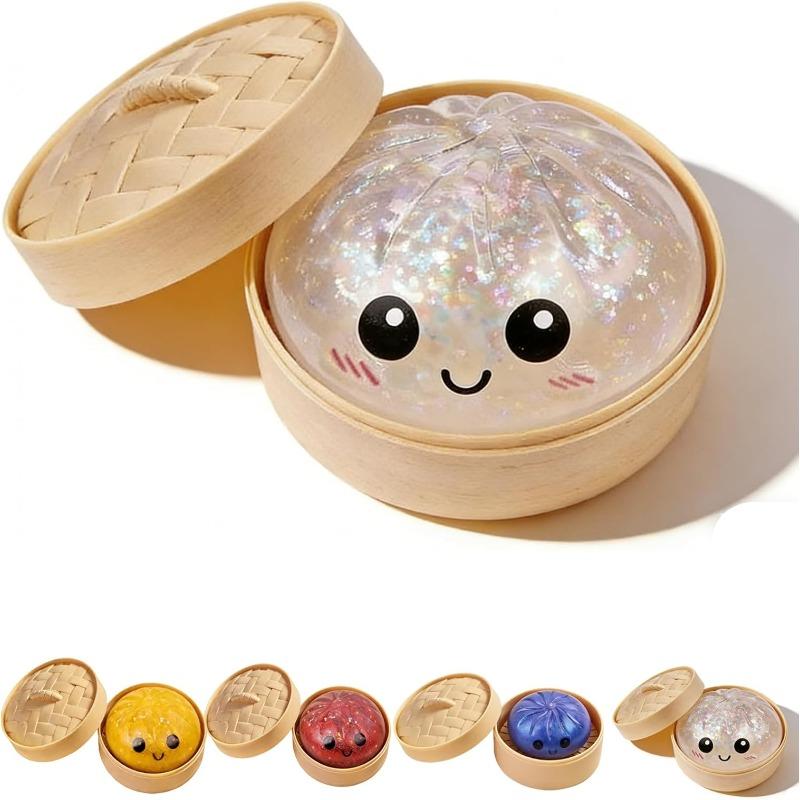 Glitter Dumpling,Squishy Dumplings Glitter for Adults, Stress Relief Fidget, Soft Squeeze Decompression Dough.