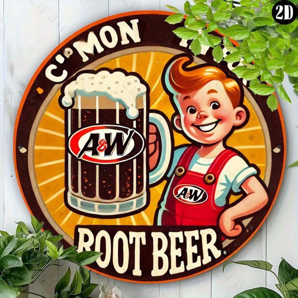 Vintage A&W Root Beer Metal Sign Wall Art Aluminum Decor Gift Bar Cafe Home Office