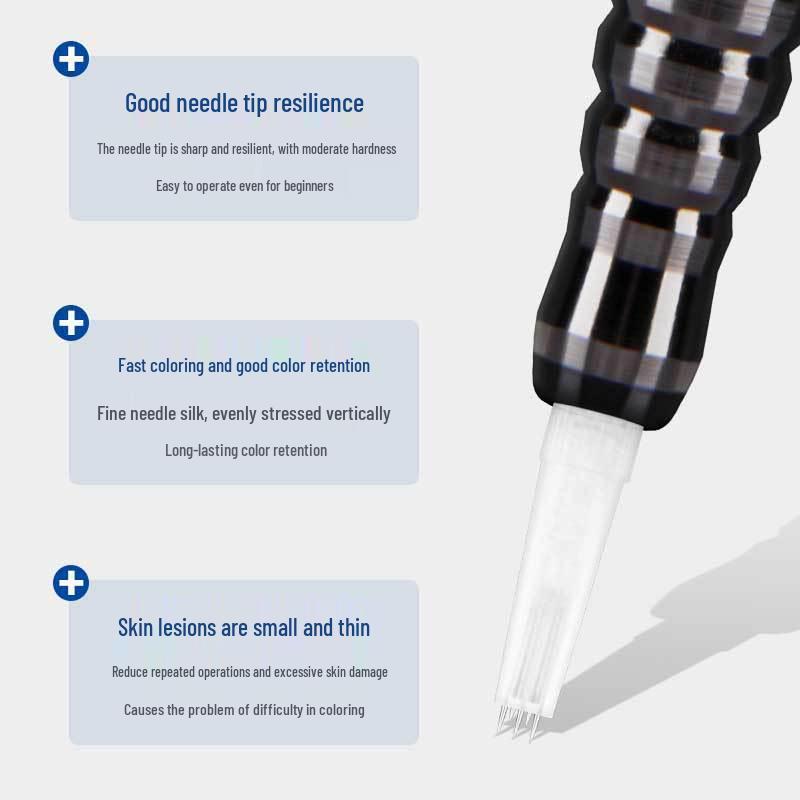 Microblading Augenbrauen- & Lippenmaschine: Halbwegwerf-Kappen mit drei Zacken und Nadeln für Präzisions-Pointillismus