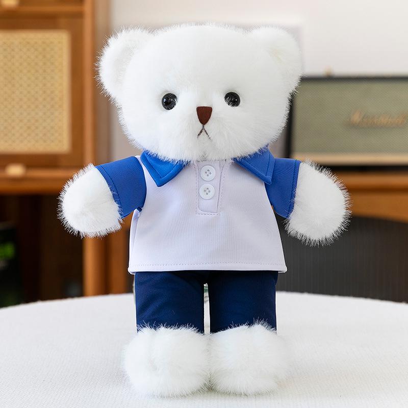 Cute Bear Plush Toy In School Uniform - Custom Logo Graduation Gift for Classmates