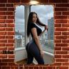 Metal Wall Art Urban Woman Retro Landscape for Living Room